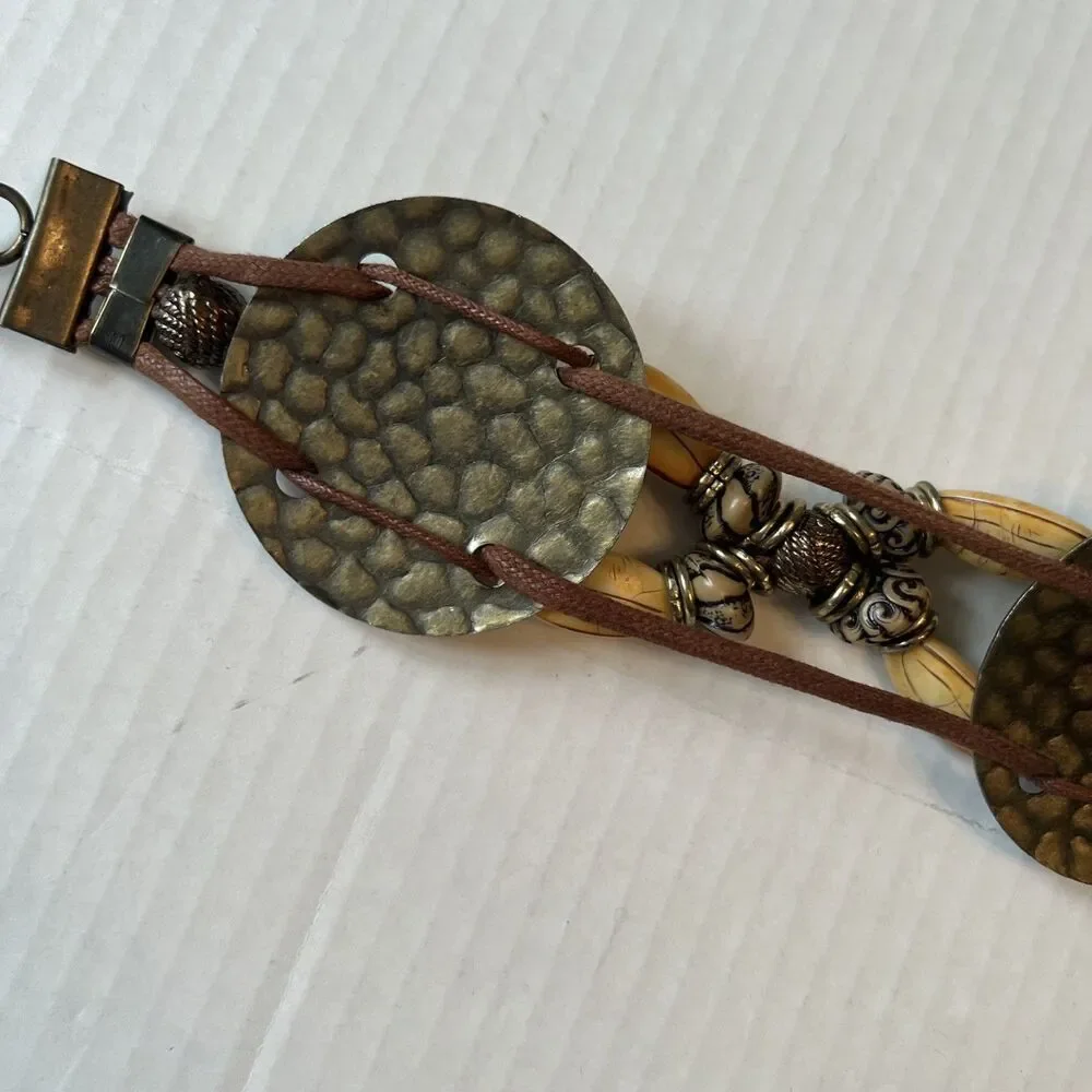 Chain Belt Size S-M Hammered Brass Conchos Beads
